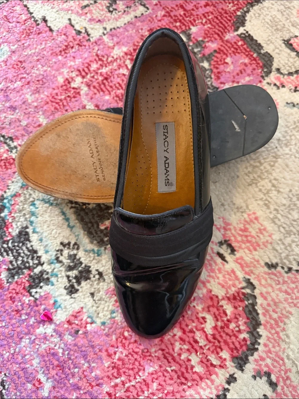 Stacy Adams Black Patent Leather Slip-On Loafers with Elastic Band